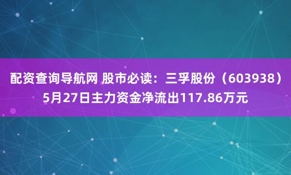 配资查询导航网 股市必读：三孚股份（603938）5月27日主力资金净流出117.86万元